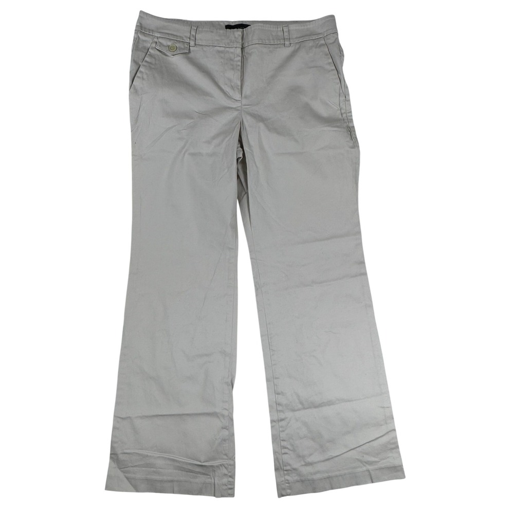 Talbots Modern Fit Khaki Pants Womens 10 Tan Wide Leg Stretch Cotton Trousers